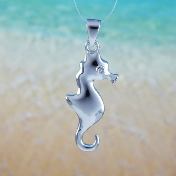 Unique Hawaiian Seahorse Necklace, Sterling Silver Sea Horse Pendant, N6112 Birthday Valentine Wife Mom Gift, Unique Island Jewelry