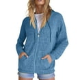 thumbnail image 6 of WTOBBY Women's Oversized Zip Hoodie Long Sleeve Casual Sweatshirt Jacket Pullover Style with Kangaroo Pocket Side Split Detail Fleece Lined Comfort Fit for Street Fashion,Sky Blue M, 6 of 6