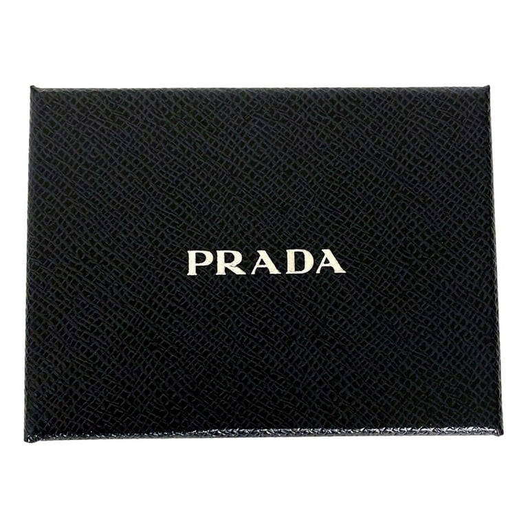 Prada Womens Vitello Move Black Leather Compact Envelope Trifold