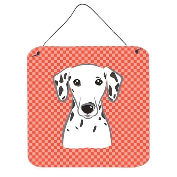 Red Checkered Dalmatian Aluminium Metal Wall or Door Hanging Prints