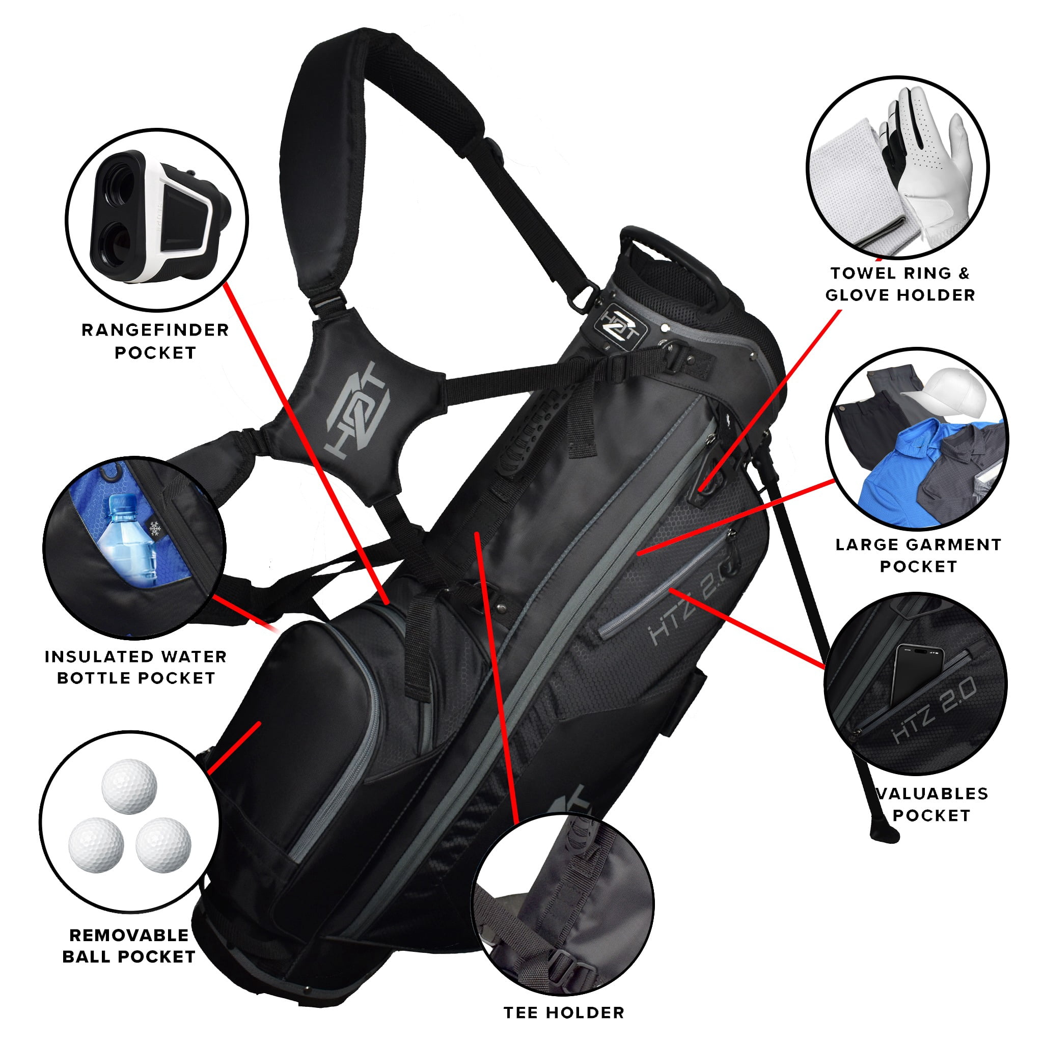 Hot-Z Golf 2.0 Stand Bag Black/Black