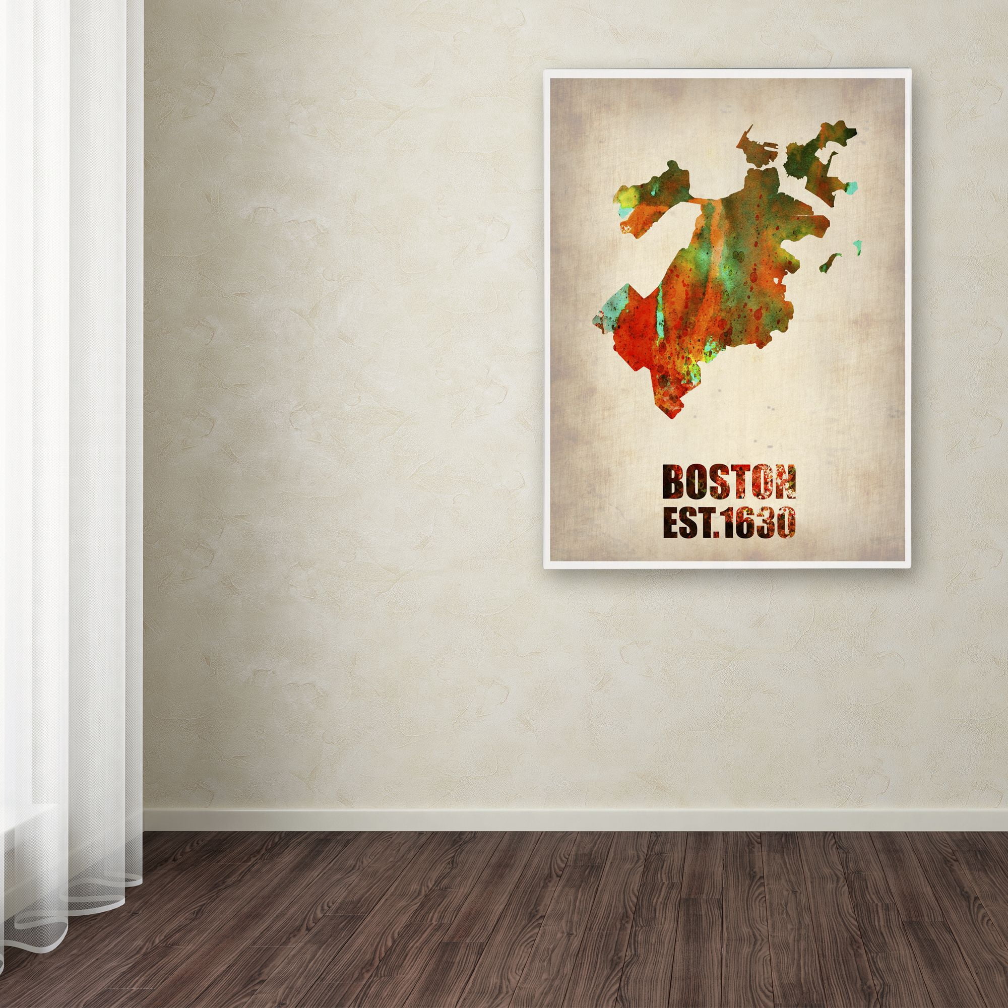 Trademark Fine Art "Boston Watercolor Map" Canvas Art by Naxart