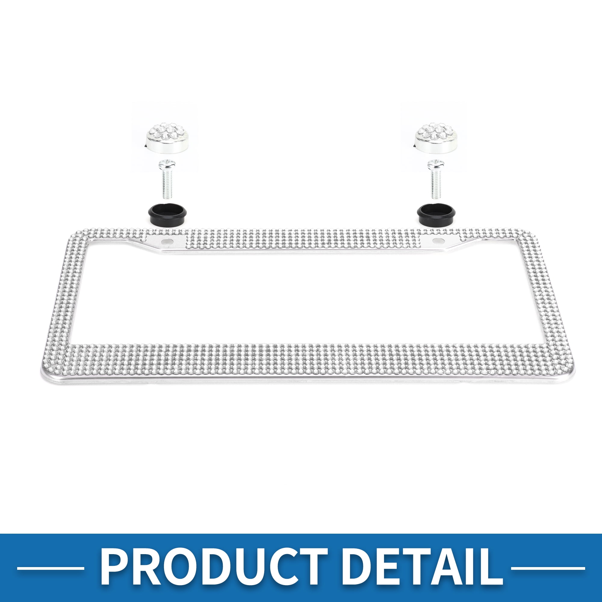 Unique Bargains Stainless Steel License Plate Holder with Round Holes White