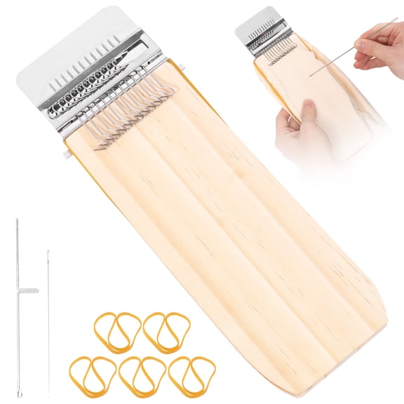 PatchMaker Knit Patch Kit,Portable Darning Loom for Beginners, Mini Mending Convenient Darning Loom for Mending Jeans Socks Clothes Loom, Machine Makes Beautiful Stitching Diy Weaving Arts (12Hooks)