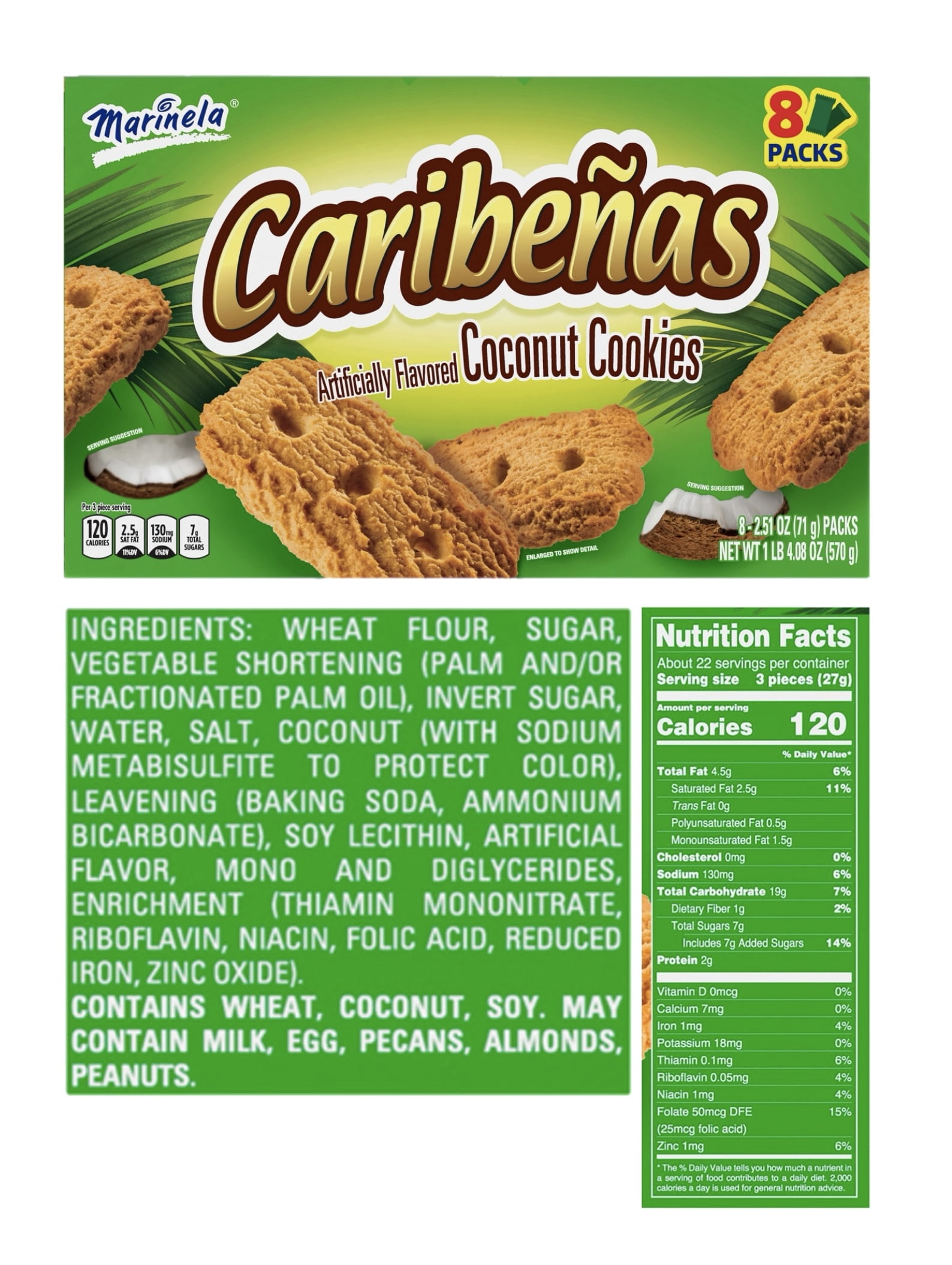 Marinela Mix | Caribeñas | Canelitas | Polvorones | Mexican Cookies | 3 pack