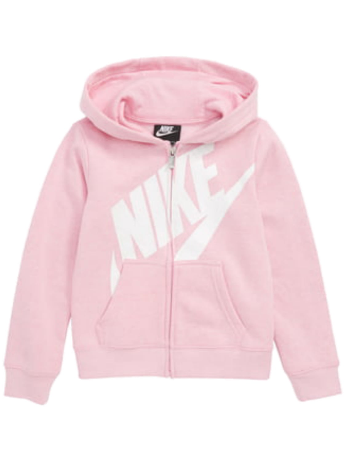 Nike Girls Light Pink & White Shimmer Swoosh Hoodie Zip Front ...