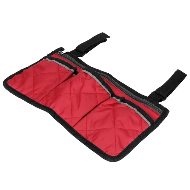 Wheel Chair Storage Tote, With Multiple Pocket Compartments Light Line Design Wheelchair Bag, For Elderly, Seniors, Adults Armrest Pouch Organizer Wine Red