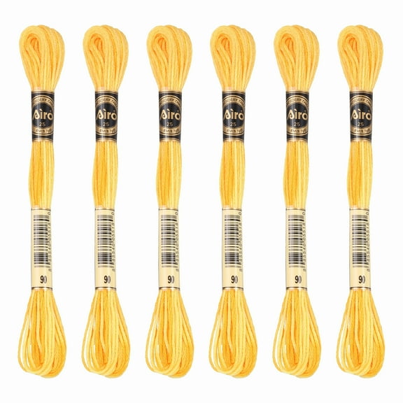 Uxcell 6 Skeins Embroidery Floss, Polyester Embroidery Threads Yellow