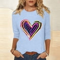 thumbnail image 5 of Mujeres Tres Cuartos de Manga Tops Día de San Valentín Impreso Suelto Cuello Redondo Suéter, Suelto Ajuste Tops para las Mujeres Vestir Fiesta Casual, 5 of 5