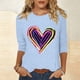 thumbnail image 2 of Mujeres Tres Cuartos de Manga Tops Día de San Valentín Impreso Suelto Cuello Redondo Suéter, Suelto Ajuste Tops para las Mujeres Vestir Fiesta Casual, 2 of 5