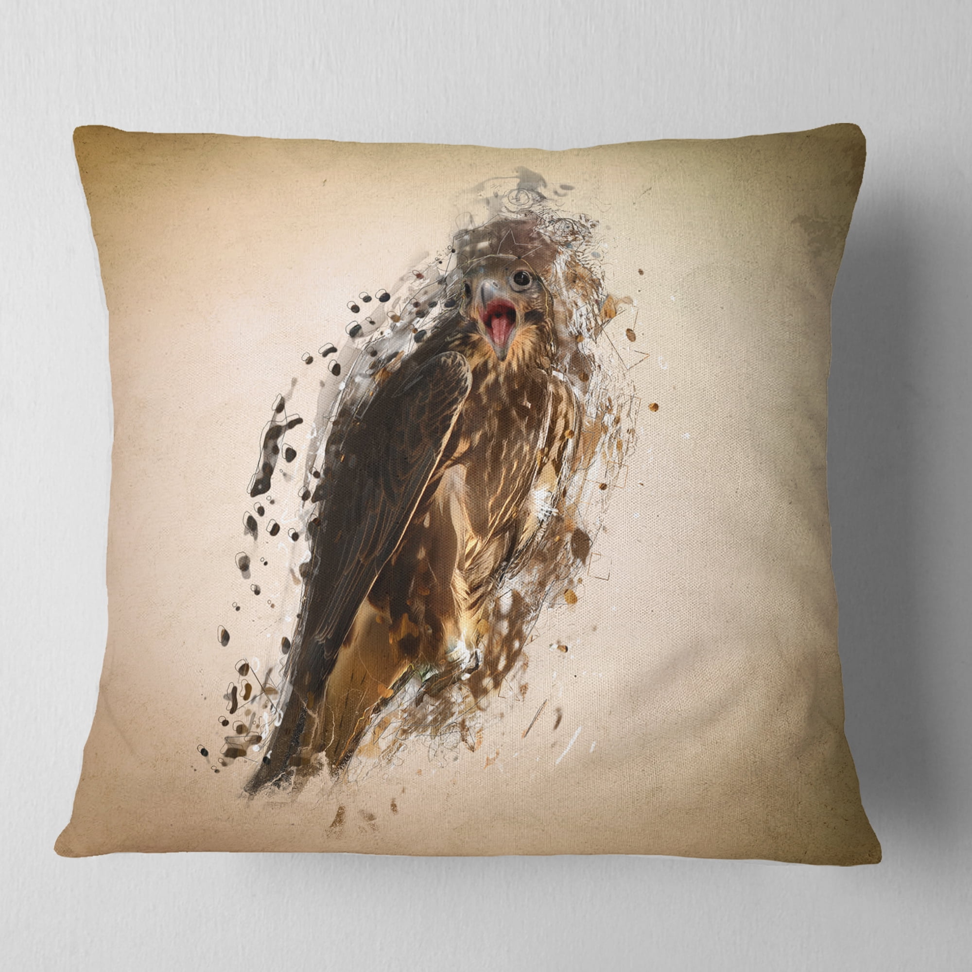 Designart Abstract Falcon in Flight - Animal Throw Pillow - 16x16