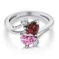 thumbnail image 3 of Gem Stone King 925 Sterling Silver Red Garnet Pink Moissanite Ring for Women (1.83 Cttw, Heart Shape 6MM, Gemstone January Birthstone, Size 5), 3 of 6