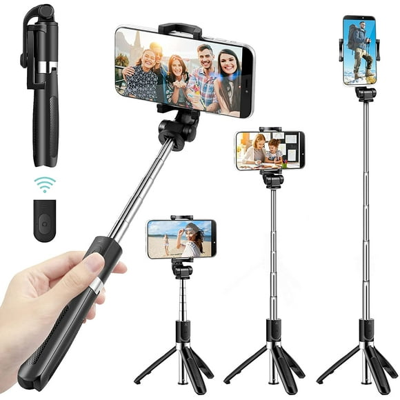 Selfie Stick Tripod for iPhone, Cell Phone Tripod Stand with Bluetooth Wireless Remote, 3 in 1 Portable Extendable Lightweight Tripod Compatible with?iPhone/Android (White) black