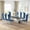 Silver Table & Silver Blue Chair, variant on 9-Piece Modern Dining Room Set for 8, 94.49" Rectangular Tempered Glass Table, Streamlined High-Back PU Leather Chairs, X-Shaped Mirrored Legs