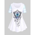 thumbnail image 1 of Camiseta de Bloqueo a Rayas con Color Sólido Rosegal Camisetas tallas grandes, 1 of 5