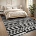 thumbnail image 3 of ODIKA 8'x10' Washable Area Rug Black White Corridor Alfombras Modern Striped Design with Symmetrical Bands for Living Room, Under Sectional, Family , Durable, Non-Slip, 3 of 7