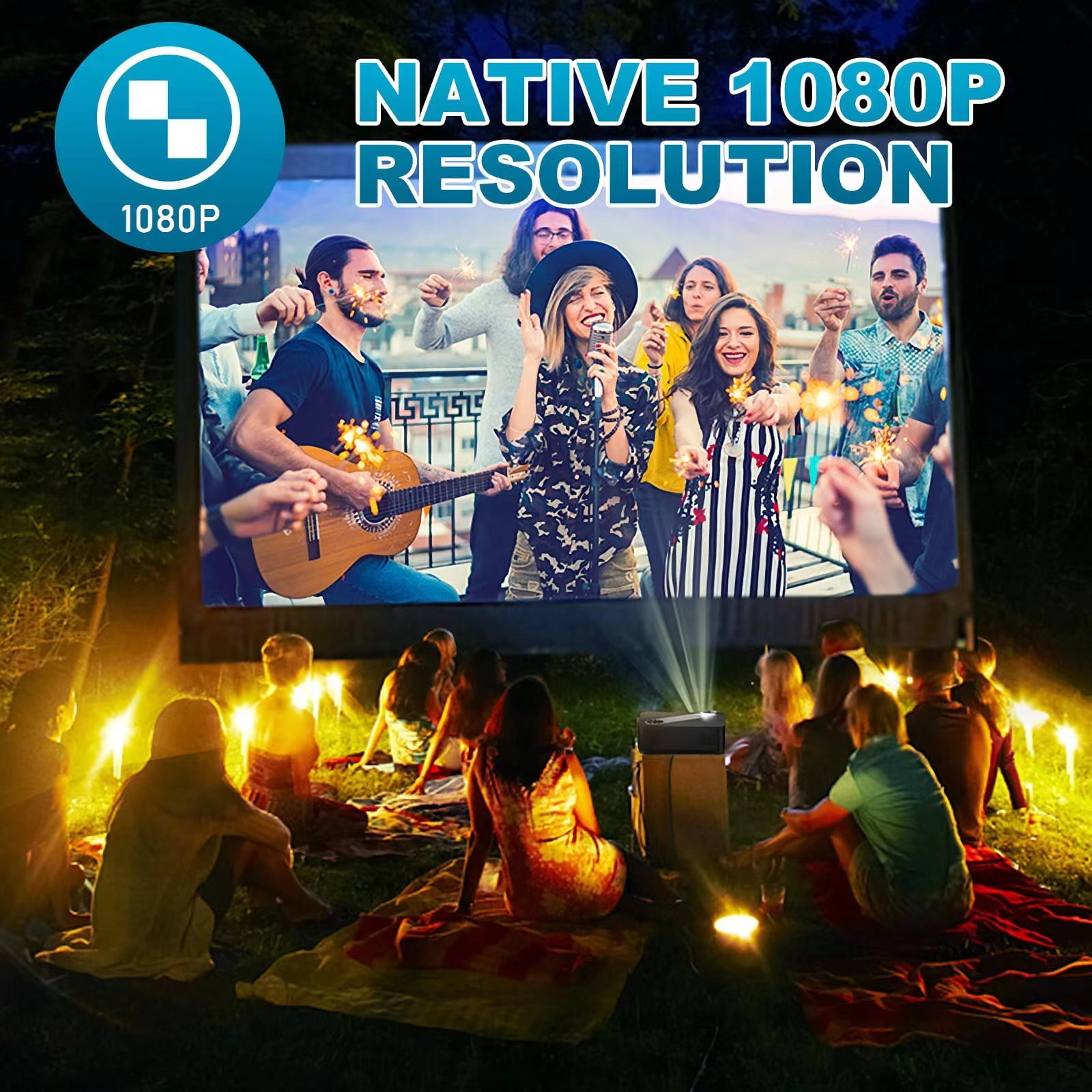 JIMTAB 2025 M22 Projector 5G Wifi 1080P Native Projector, 4K Support 520 ANSI 13500L Short Throw 5G Projector Compatible with Tvbox, Laptop, iPhone and Android