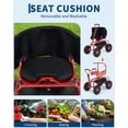 thumbnail image 4 of Tabouret de Travail de Jardin Robuste à Roulettes avec Capacité de 400 Lb, Siège Pivotant à 360 Degrés Hauteur Réglable, Plateau de Rangement pour Pneus Tout-Terrain, Banc d'Outils de Cour Extérieur, Vert Menthe/bleu Gentiane/rouge, 4 of 8