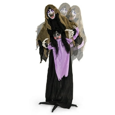 Costway Lighted and Animated Halloween Decoration 63” Outdoor Animatronic Halloween Vampire w/ LED Vocally Triggered Sound & Motion Effect
