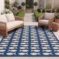 thumbnail image 4 of SAFAVIEH Courtyard Tranter Fishes Indoor/Outdoor Area Rug, Navy/Beige, 5'3" x 5'3" Square, 4 of 15
