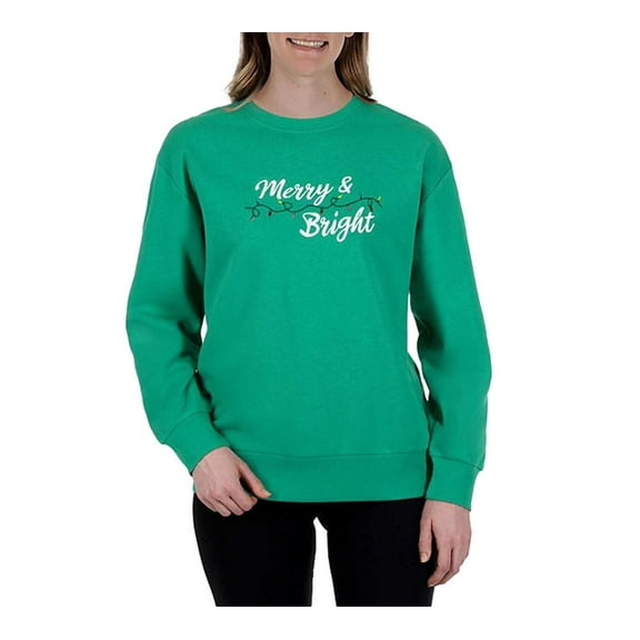 State of Mine Women's Merry Bright Sweatshirt in Green Size XS