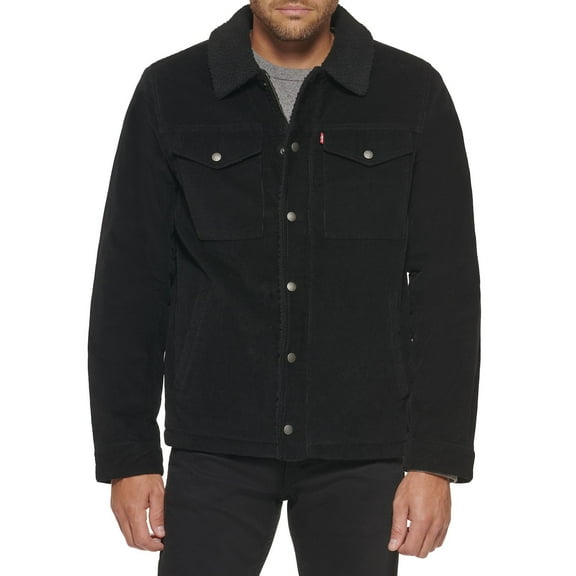 Men's Levi's® Corduroy Sherpa-Lined Jacket Color: Black Size: S