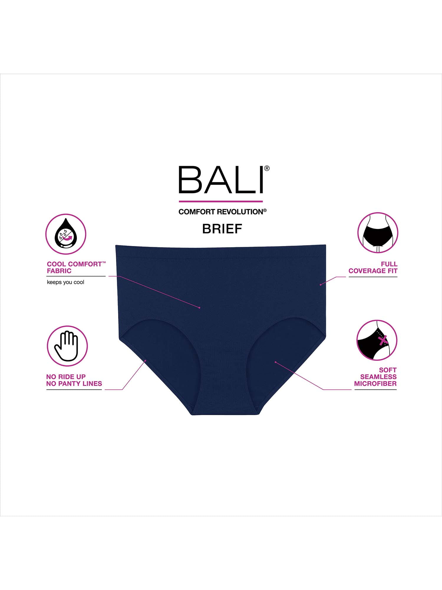 Bali Comfort Revolution Microfiber Brief, 3-Pack Nude/Light Beige/Nude  w/White Dot 8/9 Women's 