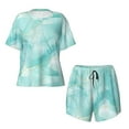 thumbnail image 4 of Lsque Blue Marble Women's Short-Sleeved Pajama Set - 2 Piece Soft and Lightweight Sleepwear Set-Large, 4 of 9