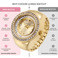 thumbnail image 3 of Jessica Simpson Women’s Gold Ring Watch – Adjustable Stretch Band, Crystal Bezel, Quartz Analog Mini Finger Watch, 3 of 7