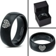 thumbnail image 4 of Tungsten Puzzle Heart Band Ring 8mm Men Women Comfort Fit Black Dome Polished, 4 of 4