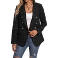 thumbnail image 5 of Fall Winter Tweed Blazers for Women Christmas Fully-Lined Warm Fashion Casual Elegant Work Jacket Coat Pockets, 5 of 7
