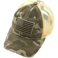 thumbnail image 2 of C.C Ponytail Messy Buns Trucker Ponycaps Plain Baseball Visor Cap Dad Hat (American Flag Camo Gray), 2 of 3