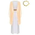 thumbnail image 4 of YiZYiF Womens Greek Goddness Costume Ancient Greece Queen Gold Trim Toga Dress for Halloween Cosplay Champagne-A XL, 4 of 7