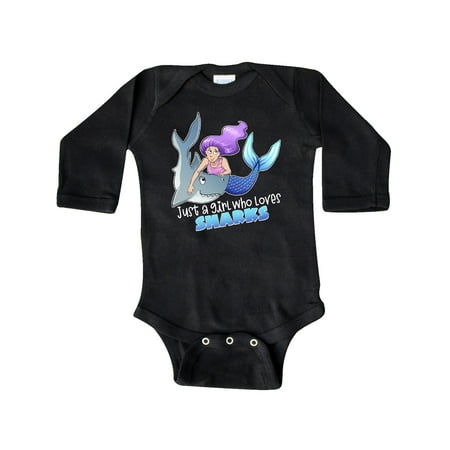 

Inktastic Just a Girl Who Loves Sharks- Mermaid Gift Baby Girl Long Sleeve Bodysuit