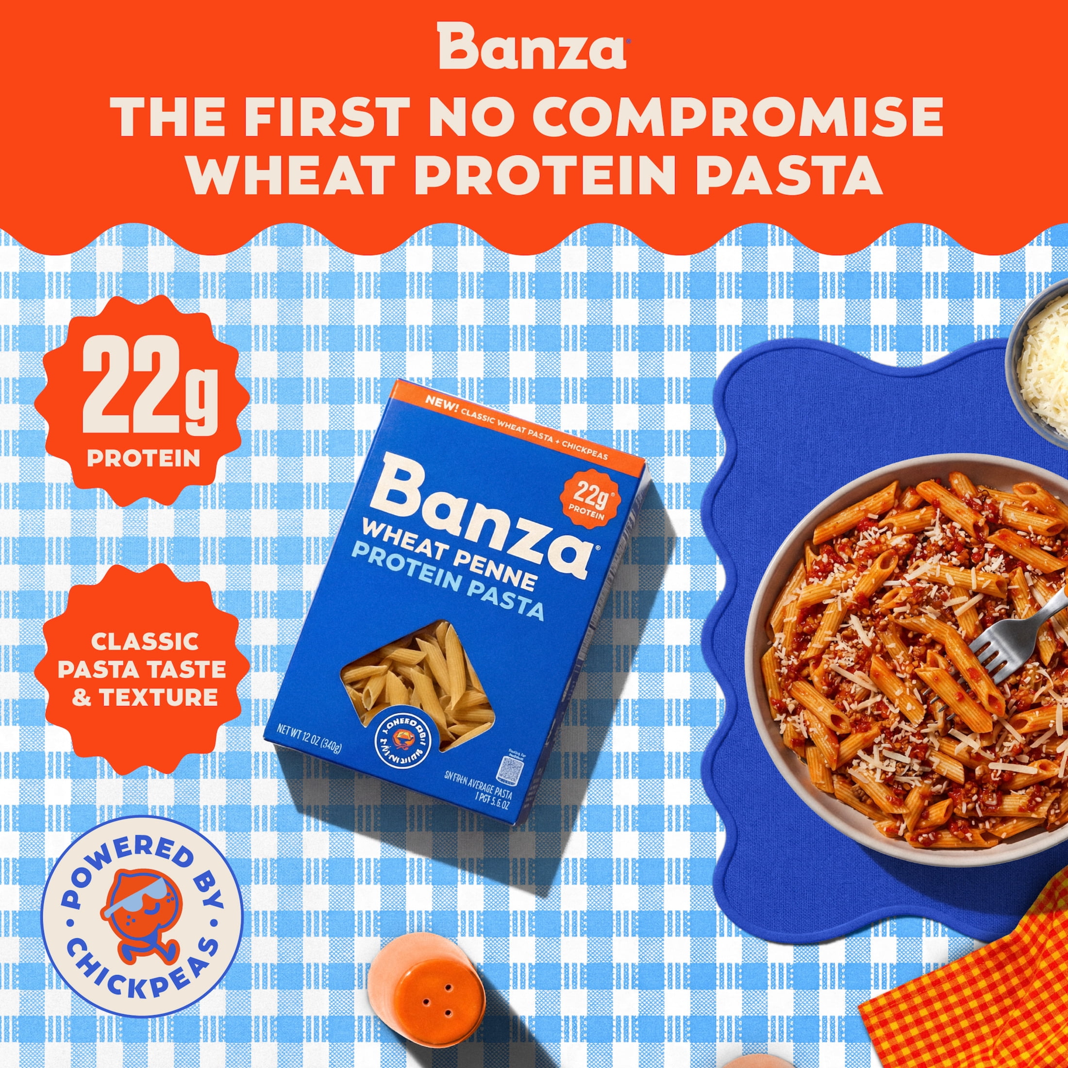 Banza Wheat Protein Elbows – 22g Protein, No-Compromises Pasta Powered by Chickpeas, 12oz