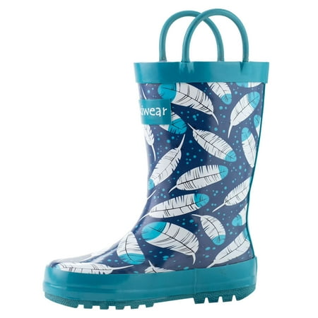 Oakiwear Kids Rain Boots For Boys Girls Toddlers Children Feathers