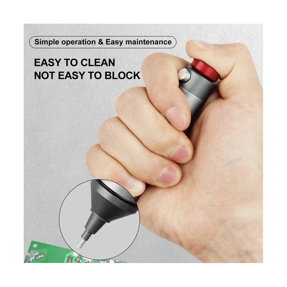 Solder Sucker Desoldering Vacuum Pump – With 3Pcs 0.8mm Solder Wire, Heat-Resistant Silicone Nozzle, Anti-Static, One-Hand Operation