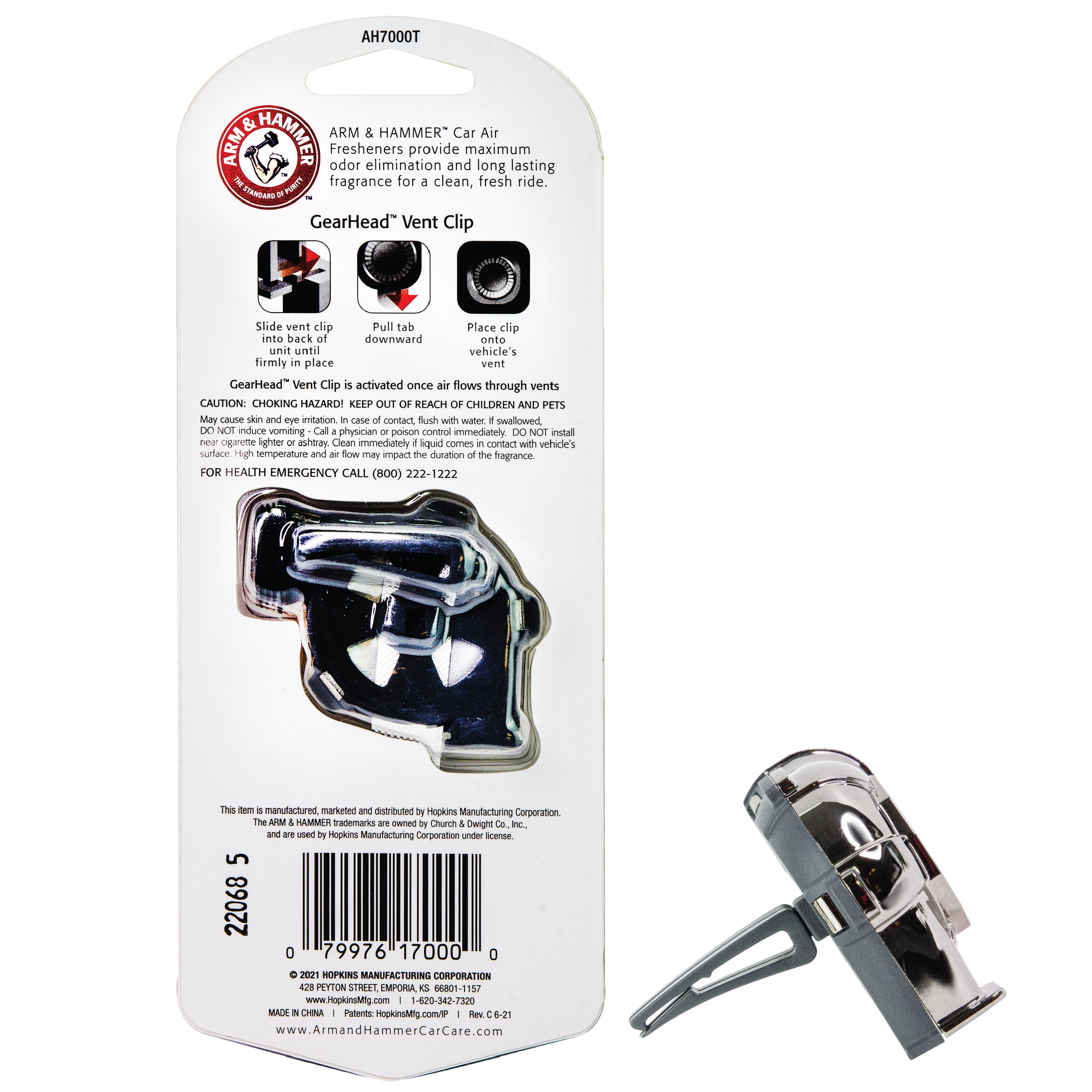 Arm & Hammer Gearhead Supercharger Vent Clip Air Freshener (Classic New Car Scent, 1-Pack)