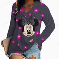 thumbnail image 2 of Spring Autumn Elegant Shirt Women Sexy Long Sleeve V Neck Disney Mickey Mouse Floral Print T Shirt Casual Loose PulloverXL Gao Jinjia LED, 2 of 2