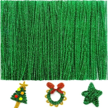 200psc Green Glitter Pipe Cleaners, Glitter Chenille Stems, Pipe Cleaners for Crafts, Pipe Cleaner Crafts, Art and Craft Supplies, Christmas Pipe Cleaners.