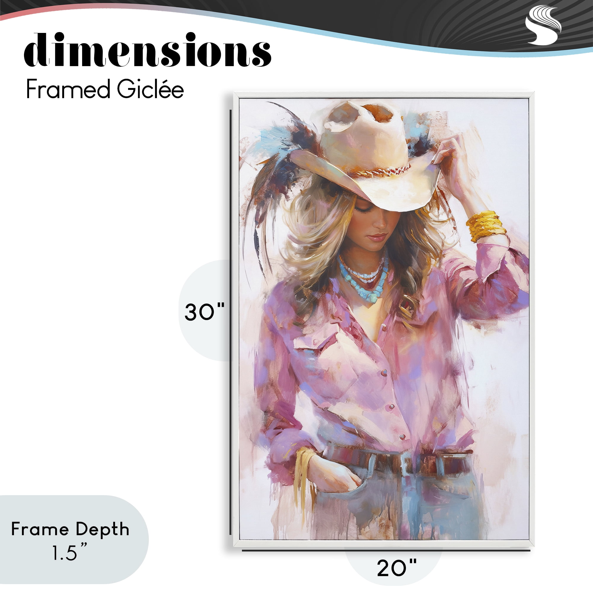 Stupell Industries Cowgirl Hat Reflections White Framed Giclee Art, design by Tina LeCour