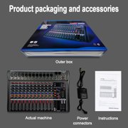 BOMGE 12 Channel Mixer Audio Console, Professional Music DJ Mixing Board with 256DSP Bluetooth MP3 Player 48V 7 Level Equalizer Supply USB Recording Studio Karaoke Live Performance (12 Channels)