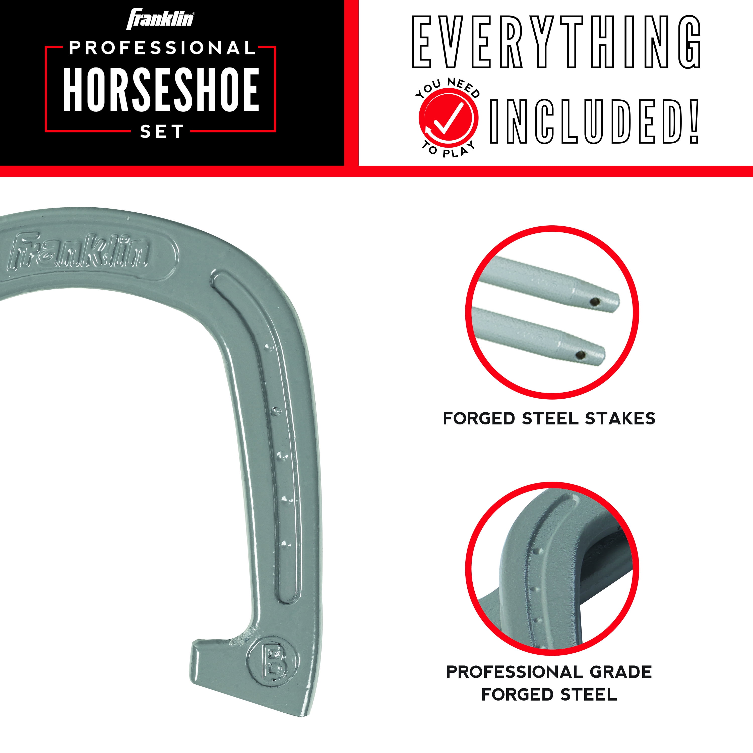 Franklin Sports Horseshoes - Beach or Backyard Horseshoe Play - Professional Set