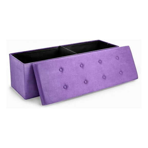 Storage Ottoman 43 inch - Folding Ottoman with Suede Fabric, Toy Box for Living Room, Bedroom, Coffee Table & Foot Rest