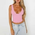 thumbnail image 2 of Womens Tank Top Solid Color V Neck Sleeveless Belly Button Slim Fit Sexy Shirts for Women, 2 of 9