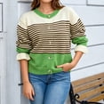 thumbnail image 2 of PBFRDSJ Women’s Striped Open Front Cardigan Long Sleeve Crew Neck Button Down Knit Sweater Retro Casual Wool Tops, 2 of 9