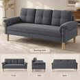 thumbnail image 5 of Lofka 70" Gray Linen Sofa with Side Storage Pocket Modern Couch for Living Room and Offices Linen Room Sofa, 5 of 9