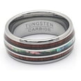thumbnail image 2 of Tungsten Wedding Band Ring 8mm Men Women Koa Wood Abalone Ginger Lyne Collection, 2 of 5