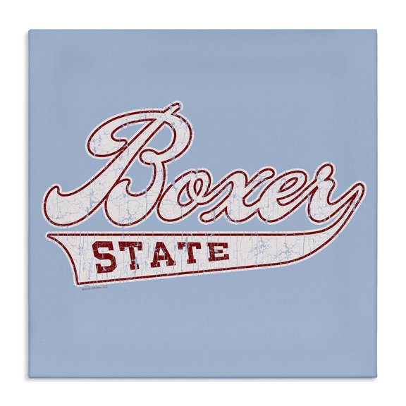 Stupell Industries Boxer State Varsity Style Novelty & Humor Painting Wrapped Canvas Art Print Wall Art, 17 x 17