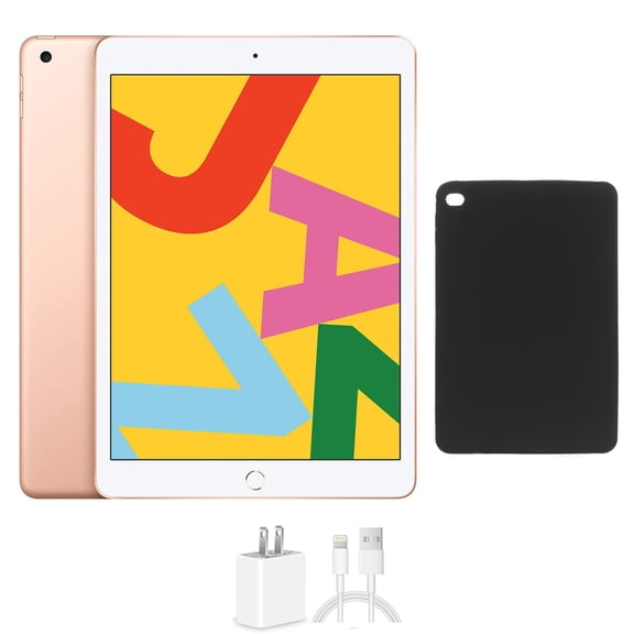 Restored Apple iPad 7 10.2 32GB Gold Wi-Fi Bundle, Includes Protective Case and Charger